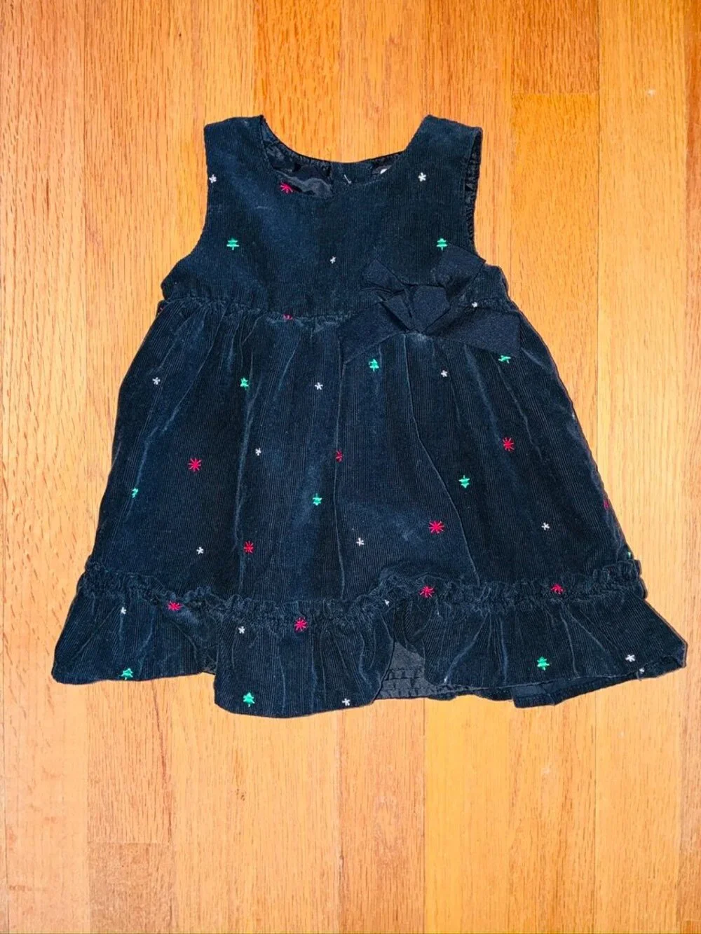 OshKosh B'gosh Baby Black Corduroy Embroidered Holiday Dress 9 Months